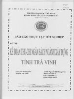 Kế toán thu, chi ngân sách ngành xây dựng tỉnh trà vinh