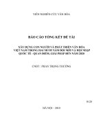 đề tài nghiên cứu khoa hoc xây dựng con người và phát triển văn hóa việt nam trong hai mươi năm đổi mới và hội nhập quốc tế - quan điểm, giải pháp đến năm 2020