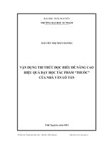 vận dụng tri thức đọc hiểu để nâng cao hiệu quả dạy học tác phẩm thuốc của nhà văn lỗ tấn