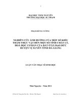 nghiên cứu ảnh hưởng của một số kiểu thảm thực vật đến một số tính chất lý, hóa học cơ bản của đất ở xã đạo đức huyện vị xuyên tỉnh hà giang