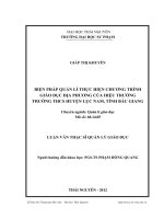 biện pháp quản lí thực hiện chương trình giáo dục địa phương của hiệu trưởng trường thcs huyện lục nam, tỉnh bắc giang