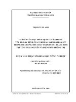 nghiên cứu một số đặc điểm dịch tễ và một số yếu tố gây bệnh của vi khuẩn salmonella spp trong hội chứng tiêu chảy ở lợn dưới 3 tháng tuổi tại tỉnh thái nguyên và biện pháp phòng trị