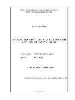 tóm tắt luận án kỹ năng đọc chữ tiếng việt của học sinh lớp 1 người dân tộc cơ ho
