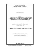 chuyển đổi mục đích sử dụng đất nông nghiệp và ảnh hưởng của nó đến hộ gia đình trên địa bàn thành phố thái nguyên, giai đoạn 2006-2010