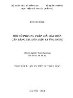 tóm tắt luận án  một số phương pháp giải bài toán cân bằng giả đơn điệu và ứng dụng