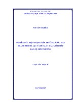 Nghiên cứu hiện trạng môi trường nước mặt thành phố đà lạt và đề xuất các giải pháp bảo vệ môi trường