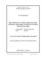 biện pháp quản lý hoạt động dạy học ở trường thcs đông xá huyện vân đồn tỉnh quảng ninh