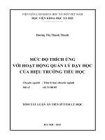 tóm tắt luận án mức độ thích ứng với hoạt động quản lý dạy học của hiệu trưởng trường tiểu học