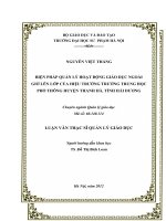 biện pháp quản lý hoạt động giáo dục ngoài giờ lên lớp của hiệu trưởng trường trung học phổ thông huyện thanh hà, tỉnh hải dương