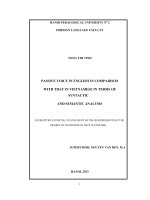 Passive voice in English in comparison with that in Vietnamese in terms of syntactic and semantic analysis