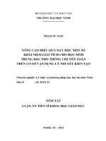 tóm tắt luận án nâng cao hiệu quả dạy học một số khái niệm giải tích cho học sinh trung học phổ thông chuyên toán trên cơ sở vận dụng lý thuyết kiến tạo