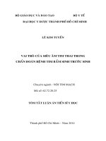 tóm tắt luận án vai trò của siêu âm tim thai trong chẩn đoán bệnh tim bẩm sinh trước sinh