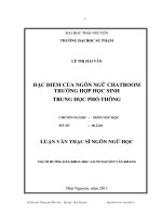 đặc điểm của ngôn ngữ chatroom trường hợp học sinh trung học phổ thông
