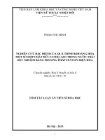 tóm tắt luận án  nghiên cứu đặc điểm của quá trình khoáng hóa một số hợp chất hữu cơ họ azo trong nước thải dệt nhuộm bằng phương pháp fenton điện hóa