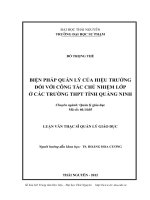 biện pháp quản lý của hiệu trưởng đối với công tác chủ nhiệm lớp trong các trường thpt tỉnh quảng ninh