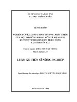 Nghiên cứu khả năng sinh trưởng, phát triển của một số giống khoai môn và biện pháp kỹ thuật cho giống có triển vọng tại tỉnh yên bái