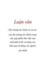 Thị trường tài chính và vai trò của thị trường tài chính trong việc góp phần thúc đẩy sản xuất phát triển và nâng cao hiệu quả sử dụng các nguồn tài chính