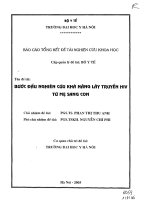 bước đầu nghiên cứu khả năng lây truyền hiv từ mẹ sang con