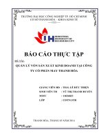 bài chuẩn QUẢN lý vốn sản XUẤT KINH DOANH tại CÔNG TY cổ PHẦN MAY THANH hóa