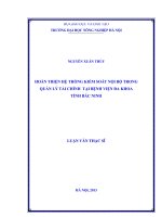 Hoàn thiện hệ thống kiểm soát nội bộ trong quản lý tài chính tại bệnh viện đa khoa tỉnh bắc ninh
