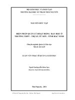 biện pháp quản lý hoạt động dạy học ở trường thpt - thị xã từ sơn - tỉnh bắc ninh