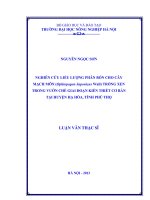 Nghiên cứu liều lượng phân bón cho cây mạch môn (ophiopogon japonicus wall) trồng xen trong vườn chè giai đoạn kiến thiết cơ bản tại huyện hà hòa, tỉnh phú thọ
