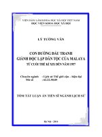 tóm tắt luận án con đường đấu tranh giành độc lập dân tộc của malaya (từ cuối thế kỉ xix đến năm 1957)