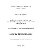 hoàn thiện công tác đào tạo nguồn nhân lực tại kho bạc nhà nước tỉnh lạng sơn