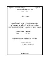 nghiên cứu định lượng acid amin tự do trong máu và nước tiểu bằng phương pháp sắc ký lỏng siêu hiệu năng