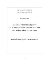 giải pháp phát triển dịch vụ tại ngân hàng công thương việt nam, chi nhánh tiên sơn - bắc ninh