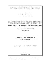 hoàn thiện công tác thu bảo hiểm xã hội khối doanh nghiệp ngoài quốc doanh trên địa bàn huyện quế võ - tỉnh bắc ninh