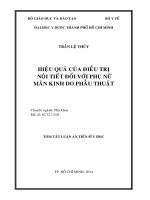 tóm tắt luận án hiệu quả của điều trị nội tiết đối với phụ nữ mãnh kinh do phẫu thuật