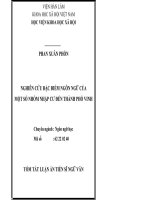 tóm tắt luận án nghiên cứu đặc điểm ngôn ngữ của một số nhóm nhập cư đến thành phố vinh