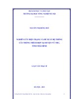 Nghiên cứu hiện trạng và đề xuất hệ thống cây trồng thích hợp tại huyện vũ thư, tỉnh thái bình