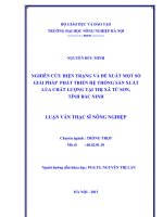 Nghiên cứu hiện trạng và đề xuất một số giải pháp phát triển hệ thống sản xuất lúa chất lượng tại thị xã từ sơn, tỉnh bắc ninh
