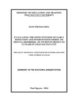 đánh giá hiệu quả mô hình phát hiện và can thiệp sớm rối loạn tâm thần ở học sinh từ 6 – 15 tuổi tại thành phố thái nguyên bản tóm tắt tiếng anh