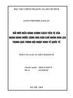 Đổi mới điều hành chính sách tiền tệ của ngân hàng nước cộng hòa dân chủ nhân dân lào trong quá trình hội nhập kinh tế quốc tế (tóm tắt)