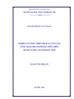 Nghiên cứu phát triển dịch vụ cung ứng nước sạch cho người dân nông thôn huyện lương tài tỉnh bác ninh