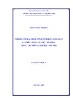 Nghiên cứu đặc điểm nông sinh học, năng suất và chất lượng của một số dòng, giống chè mới tại phú hộ  phú thọ