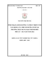 Tình trạng dinh dưỡng và phát triển tâm vận động trẻ dưới 6 tuổi tại phường Trần Hưng Đạo thành phố Phủ Lý Hà Nam năm 2012