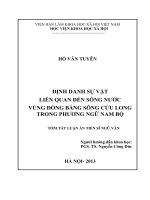 tóm tắt luận án định danh sự vật liên quan đến sông nước vùng đồng bằng sông cửu long trong phương ngữ nam bộ
