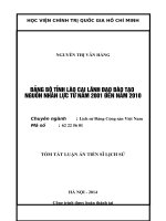 tóm tắt luận án đảng bộ tỉnh lào cai lãnh đạo đào tạo nguồn nhân lực từ năm 2001 đến năm 2010