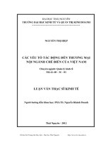 các yếu tố tác động đến thương mại nội ngành chế biến của việt nam