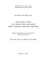 tóm tắt luận án một số quỹ tích của môđun hữu hạn sinh trên vành địa phương noether