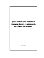 luận văn quản lý nhà nước về đầu tư nước ngoài trên địa bàn tỉnh ắt-ta-pư, nước cộng hòa dân chủ nhân dân lào hiện nay