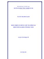 Hoàn thiện cơ chế tự chủ tài chính tại bệnh viện đa khoa tỉnh bắc ninh