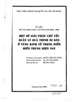 một số giải pháp chủ yếu quản lý quá trình di dân ở vùng kinh tế trọng điểm miền trung hiện nay