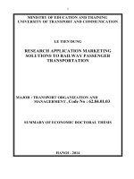 RESEARCH APPLICATION MARKETING SOLUTIONS TO RAILWAY PASSENGER TRANSPORTATION