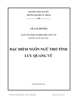 luận văn thạc sĩ đặc điểm ngôn ngữ thơ tình lưu quang vũ