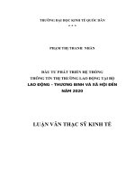 đầu tư phát triển hệ thống thông tin thị trường lao động tại bộ lao động – thương binh và xã hội đến 2020